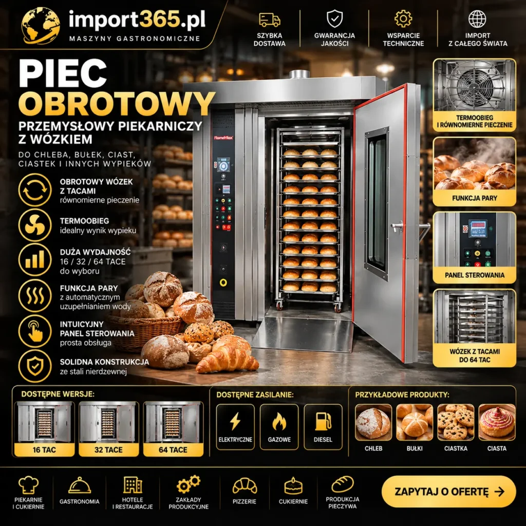 Piec obrotowy – przemysłowy piec piekarniczy z wózkiem